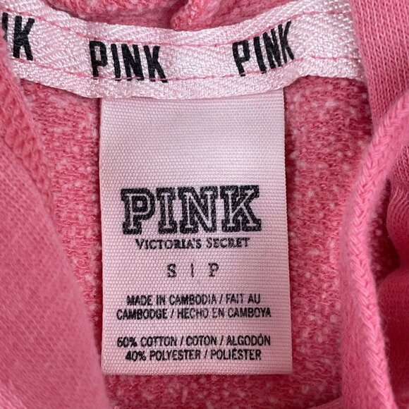 Pink Victoria’s Secret Hoodie Sweatshirt Women’s S Pink Cotton Blend Spellout - Picture 6 of 10